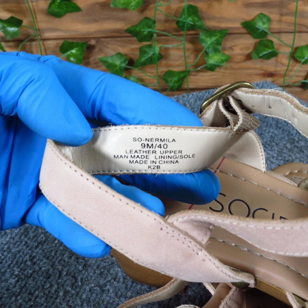Sole Society Nermila Womens Platform Sandal Size 9M Dressy Nude Leather Heel